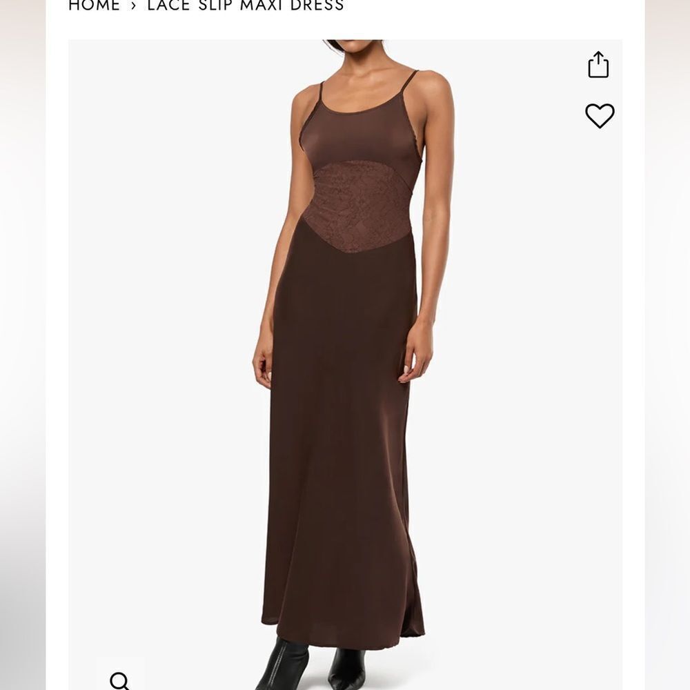 WeWoreWhat Brown Lace Slip Maxi Dress